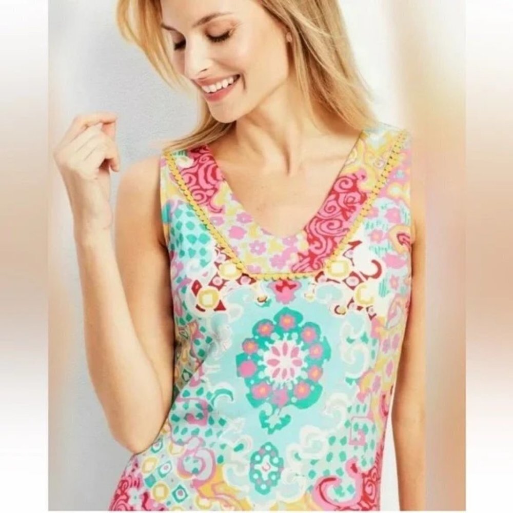 Talbots Medallion Interlock Shift Dress Extra Small - Picture 2 of 13